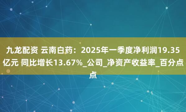 九龙配资 云南白药：2025年一季度净利润19.35亿元 同比增长13.67%_公司_净资产收益率_百分点